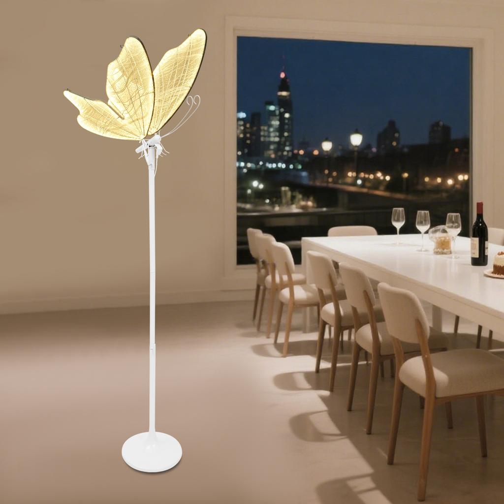 Elegant LED Illuminated Butterfly Pathway Floor Lamp, 1-Piece Romantic Warm White Ambient Lighting for Wedding Reception Decor