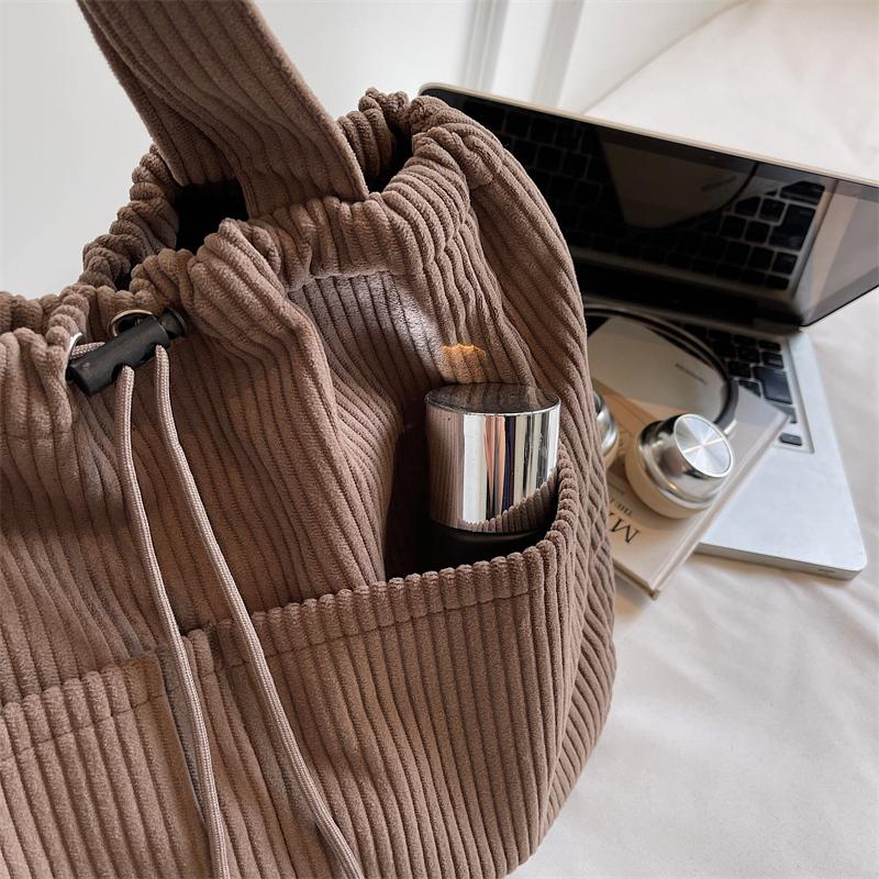 Corduroy Bag Women's Large Capacity Shoulder Shopping Bag Commuter Tote Bag