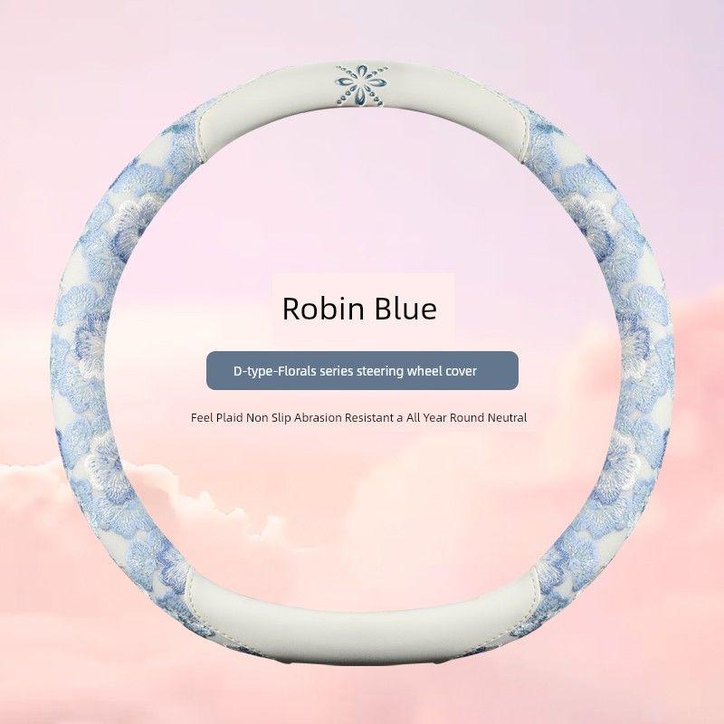 

New Lace Car Steering Wheel Cover for Jac Refine S3 S5 Yueyue Refine Business M3 M5 and Yue A30 Robin Blue [Type D]