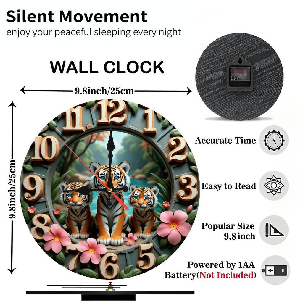 25x25cm Wood Wall Clock with a Small Groove To Hold a Pen or Stylus
