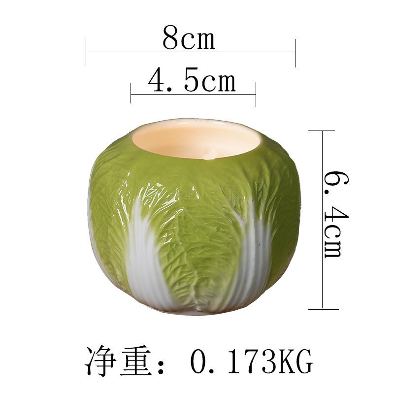 Vegetable Modeling Ceramic Candle Cup Empty Cup European Aromatherapy Candle Holder Decoration Home Art Creative Candle Utensils Bok choy cup (aromatherapy-free
