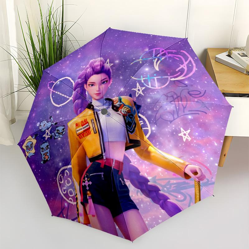 Starlit Harmony Trio Portable Automatic Umbrella Folding Umbrella with 8 Ribs Sturdy Construction Durable Everyday Carry Umbrella Outdoor Accessory