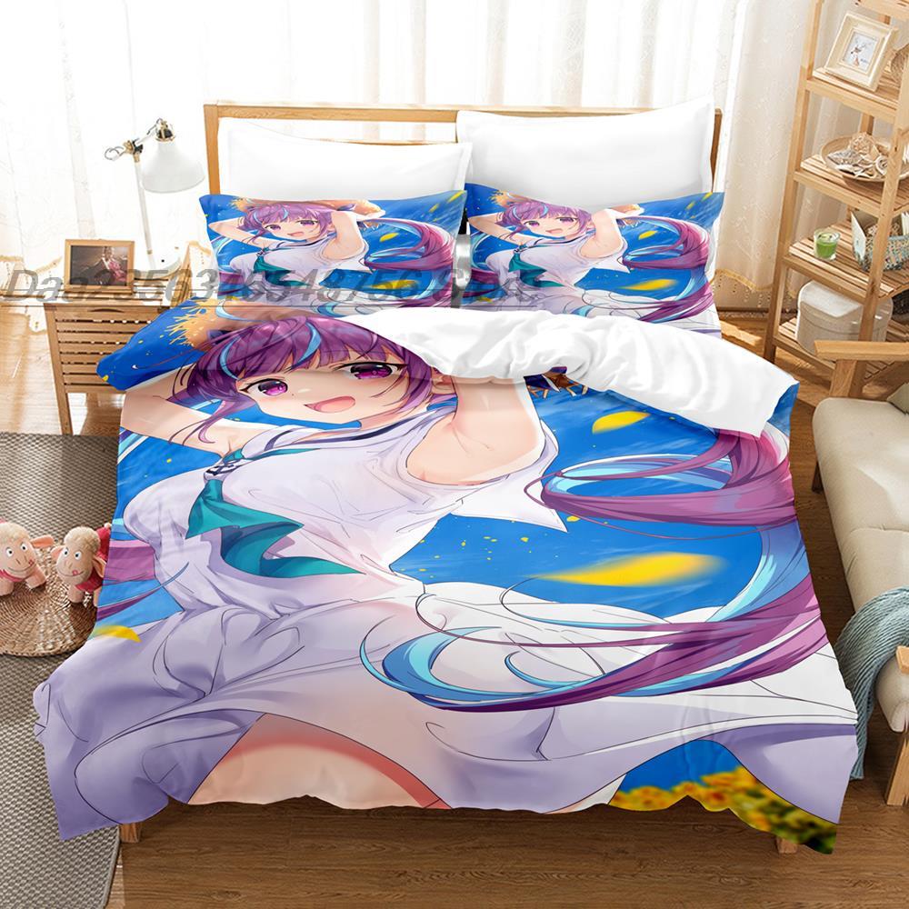 3D Print Anime Kawaii Girls Minato Aqua Bedding Set Single Twin Full Queen King Size Bed Set Adult Kid Bedroom Duvet cover Sets