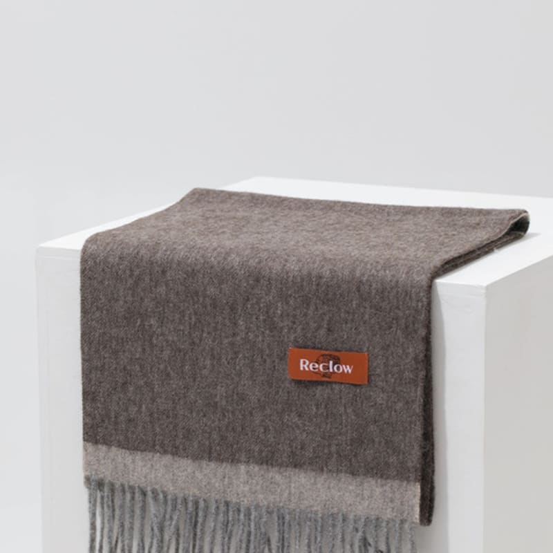 RECLOW 100% Wool Two-Tone Brown Color Block Muffler