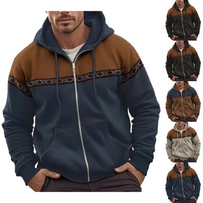 Abrigo con capucha y cremallera para hombre, estilo casual y moderno.