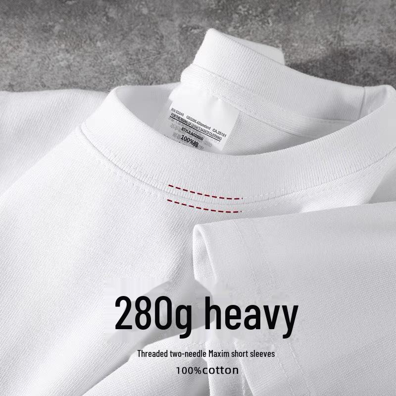 AI Supermarket Unisex T-shirt van 100% Xinjiang-katoen uit 2024, 280 g zwaar, effen kleur, ronde hals, korte mouwen, casual kleding S wit