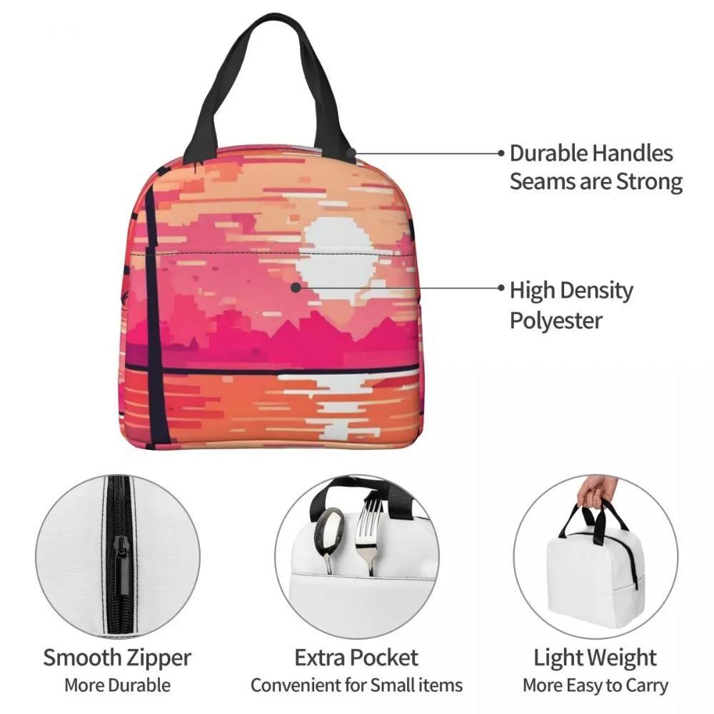 Summer Beach Sunset Palm Tree Design Insulated Lunch Bag for Women Kids Portable Food Boxes Thermal Lunch Box Tote