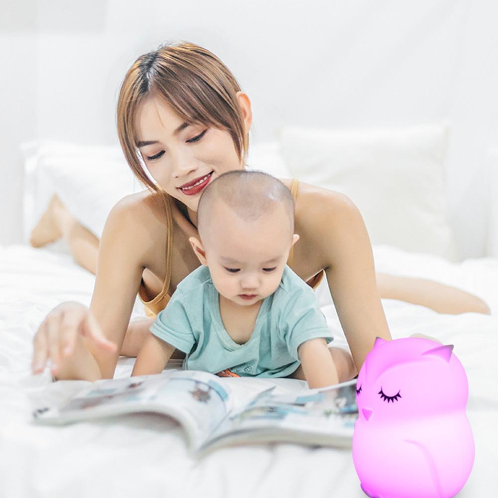 Eule LED-Nachtlicht, Touch-Sensor, Fernbedienung, 9 Farben, dimmbar, Timer, wiederaufladbar, Silikon-Nachtlampe für Kinder, Baby, Geschenk