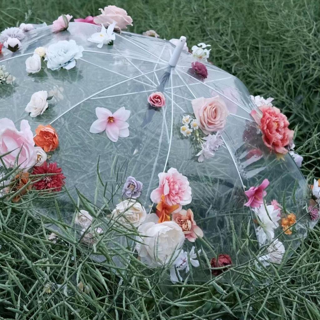 Çocuklar ve Yetişkinler İçin Orijinal Bahar Çiçekli Şemsiye - Hanfu Fotoğrafçılığı ve Podyumlar İçin İdeal.