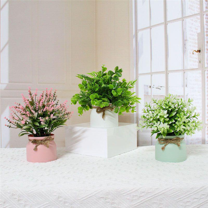 Nordic Potted Plant Ornament - Minimalist Artificial Flower Arrangement for Office & Home Decor