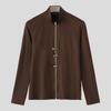 INCERUN Uomo Collo Stretto Manica Lunga Zipaderente Casual Base Top T-shirt Maglie Intime