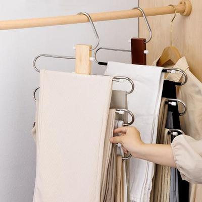 Stainless Steel Pants Storage Rack S-Shaped Clothes Rack Multi Tier Pant Hangers  Closet