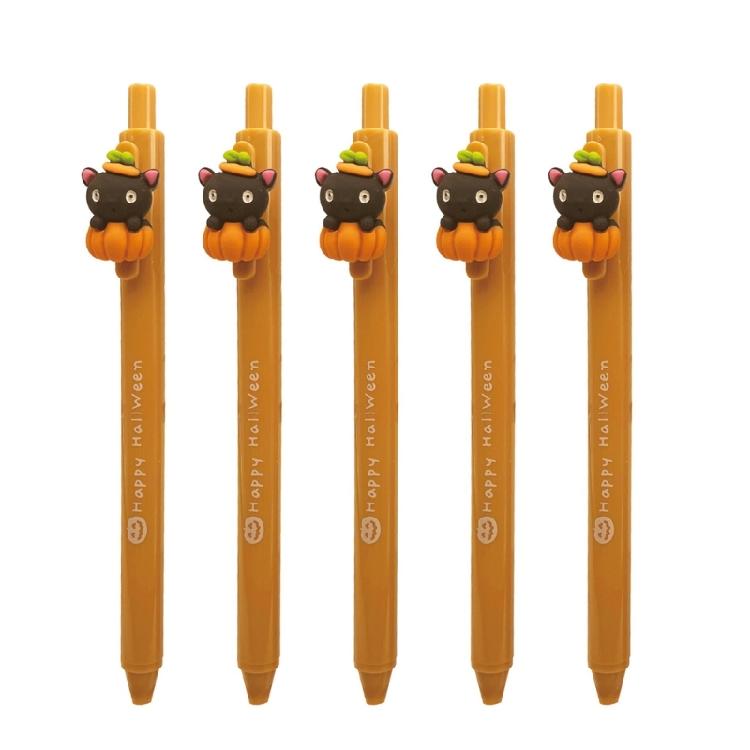 5Pcs Halloween Retractable Gel Pen School Stationery Supplies for Women Student Writing Noting Journaling