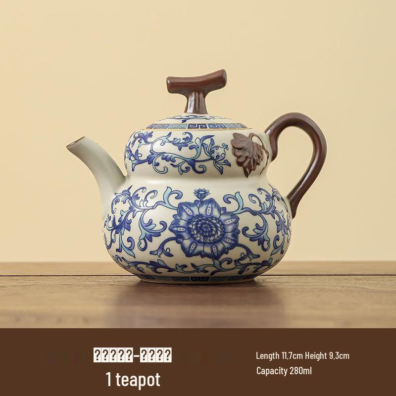 Ru Kiln Blue and White Intertwined Lotus Travel Tea Set
