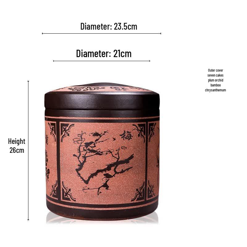 Zisha Tea Storage Jar with Four Gentlemen Design