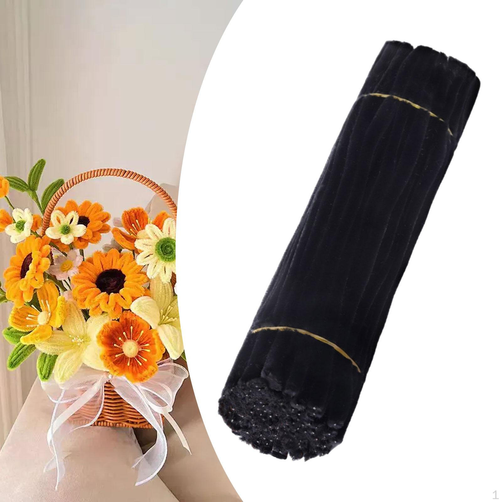 Pfeifenreiniger Basteln 8mm Chenille-Röhrchen für Kinder Zubehör DIY Strauß Handgemachtes Material schwarz