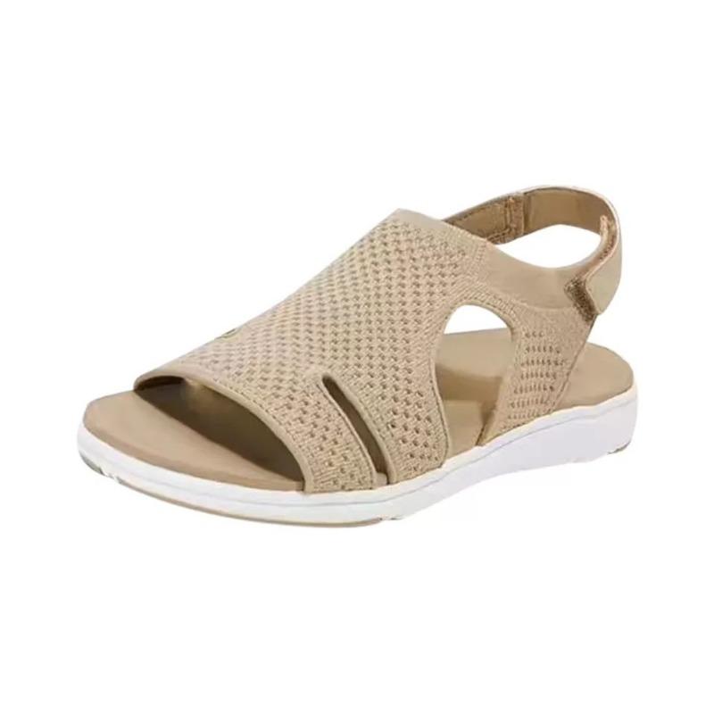 Summer Casual Mesh Flat Heel Viscose Shoes Breathable Round Head Low Top Solid Color Blue Sandals