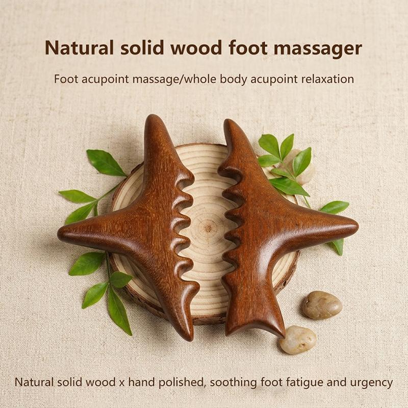 Triangle Body Massager Sandalwood Wooden Shark Shape Tool for Home Spa Therapy Back Neck Shoulder Muscle Massage
