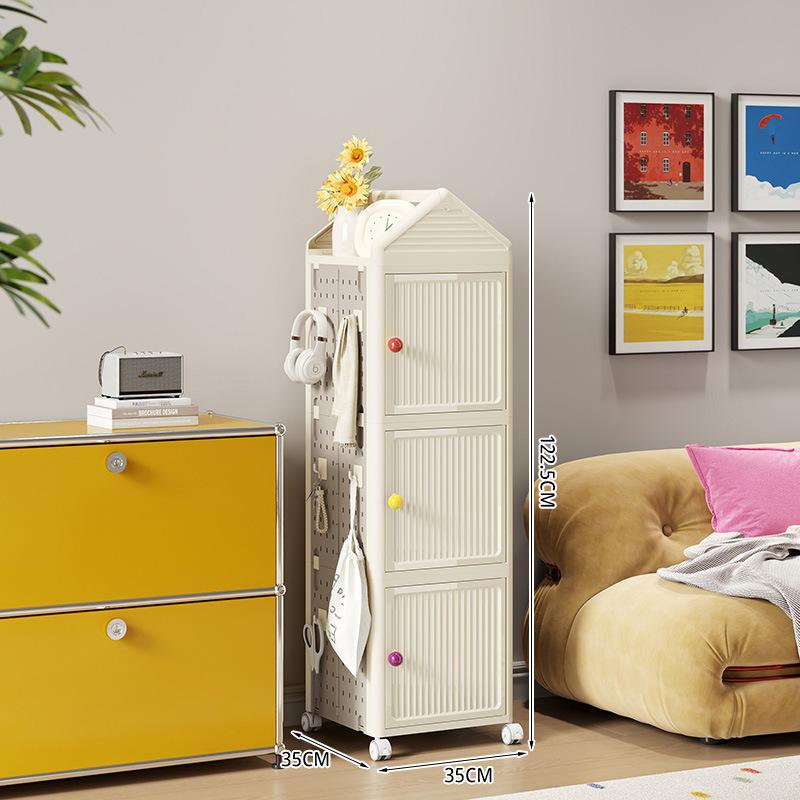 Rotatable Shelf Multi-Layer Plastic Storage Rack Kids Storage Toys Books Various Items Multifunctional Storage Cabinet Rotatable Book Storage Shelf