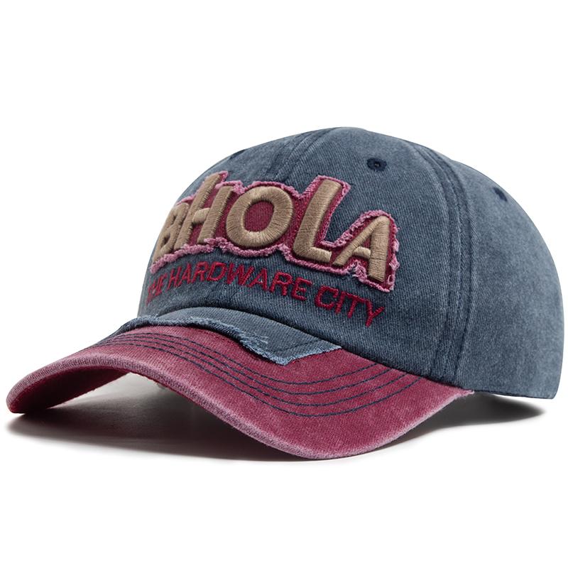 

Чоловічі бейсбольні кепки BHOLA Fashion Letter Embroidery Hip Hop Cap Washed Cotton Vintage Casual Sun Visor Hat For Female Regulated Adjustable Темно-синій