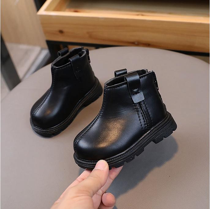 

Trend Back Zipper chimney boots for toddler girl Cozy Velvet born Baby Boy Short Boots Winter Birthday Party Shoes 26 чорний