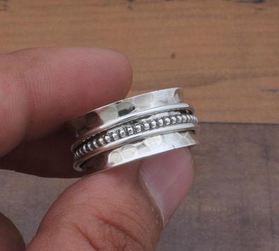 Solid 925 Sterling Silver Spinner Band Meditation Ring, Bohemian Ring, Handcrafted Ring, Designer Ring, Thumb Ring