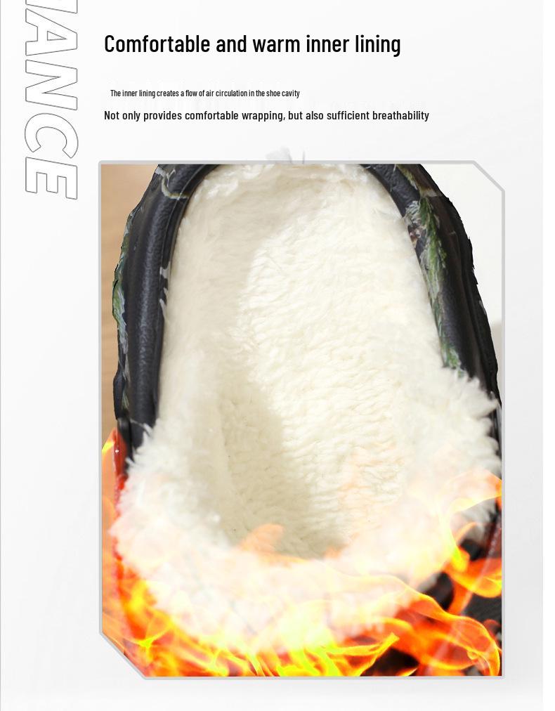 Men's Fleece-Lined Cotton Beach Slippers, Winter Plus Size, Two-Wear Design for Warmth and Comfort