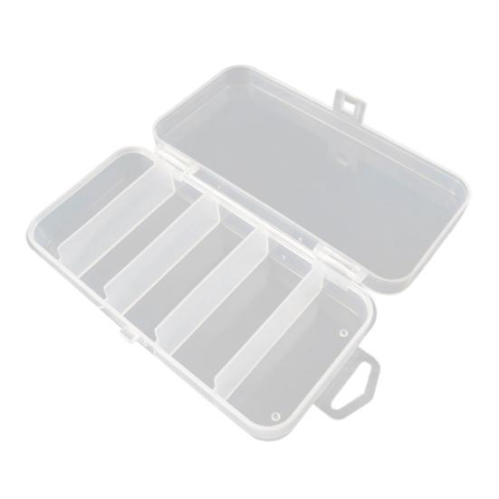 5-Compartment Fishing Lure Box, Soft Hard Bait Hook Fishing Accessory Organizer Case, Clear Visible Plastic Fishing Tackle Storage Container