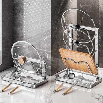 Multi-functional Kitchen Countertop Rack for Pot Lids, Spoons, and Spatulas
