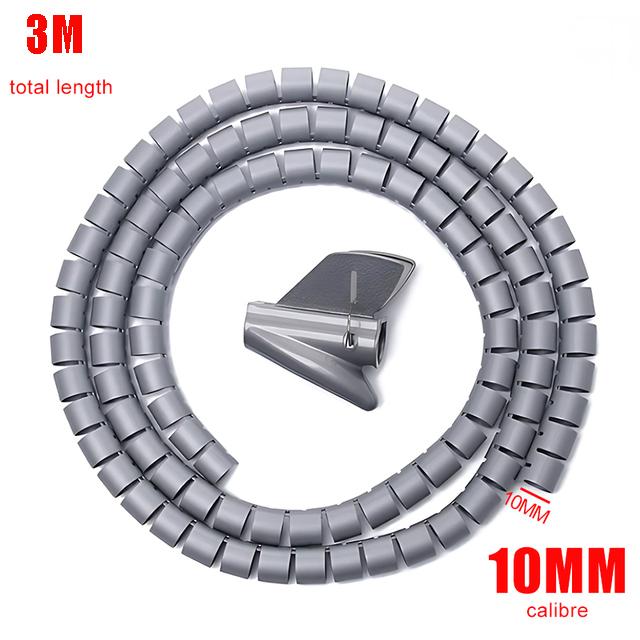 Black Cable Wire Protector Cable Organizer Management Pipe Flexible Wire Wrap Line Coiled Tube Office Cord Sleeve Cover 3M