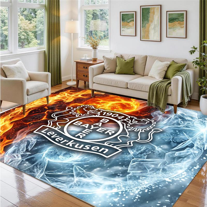 Bayer Leverkusen Football Design Crystal Velvet Rug Soft Decorative Mat for Bedroom Entrance