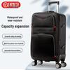 Large Capacity Rolling Suitcase with Universal Wheels, Combination Lock, Leather & Oxford Cloth Travel Bag for Men & Women