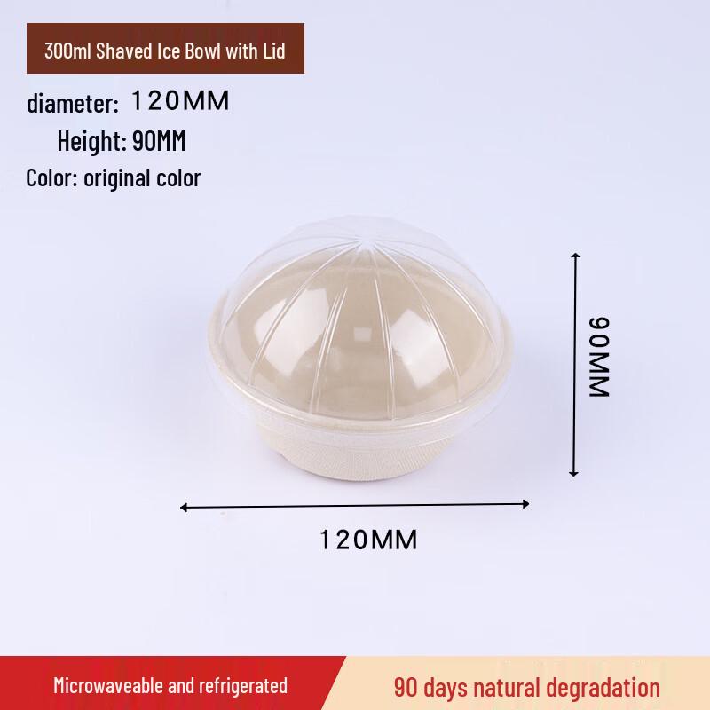 300ml Sugarcane Pulp Disposable Bowls, 50-Pack
