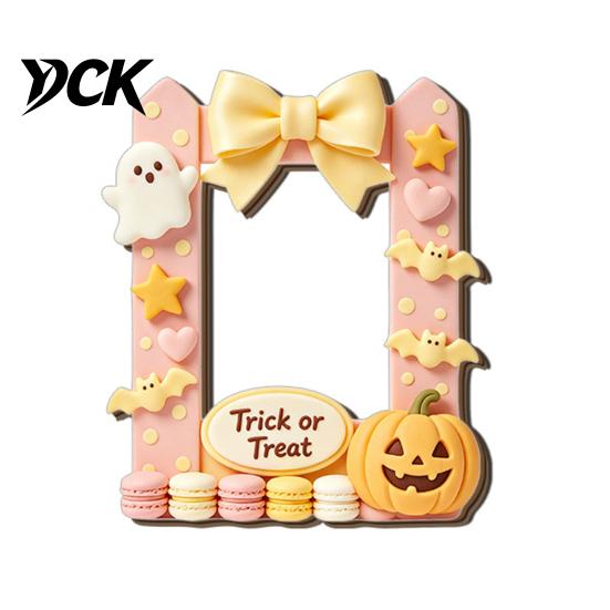 Decorative Magnetic Frame Halloween Photo Refrigerator Magnet, Ghost Pumpkin Picture Display Holder, Wooden for Holiday Party Kitchen Themed