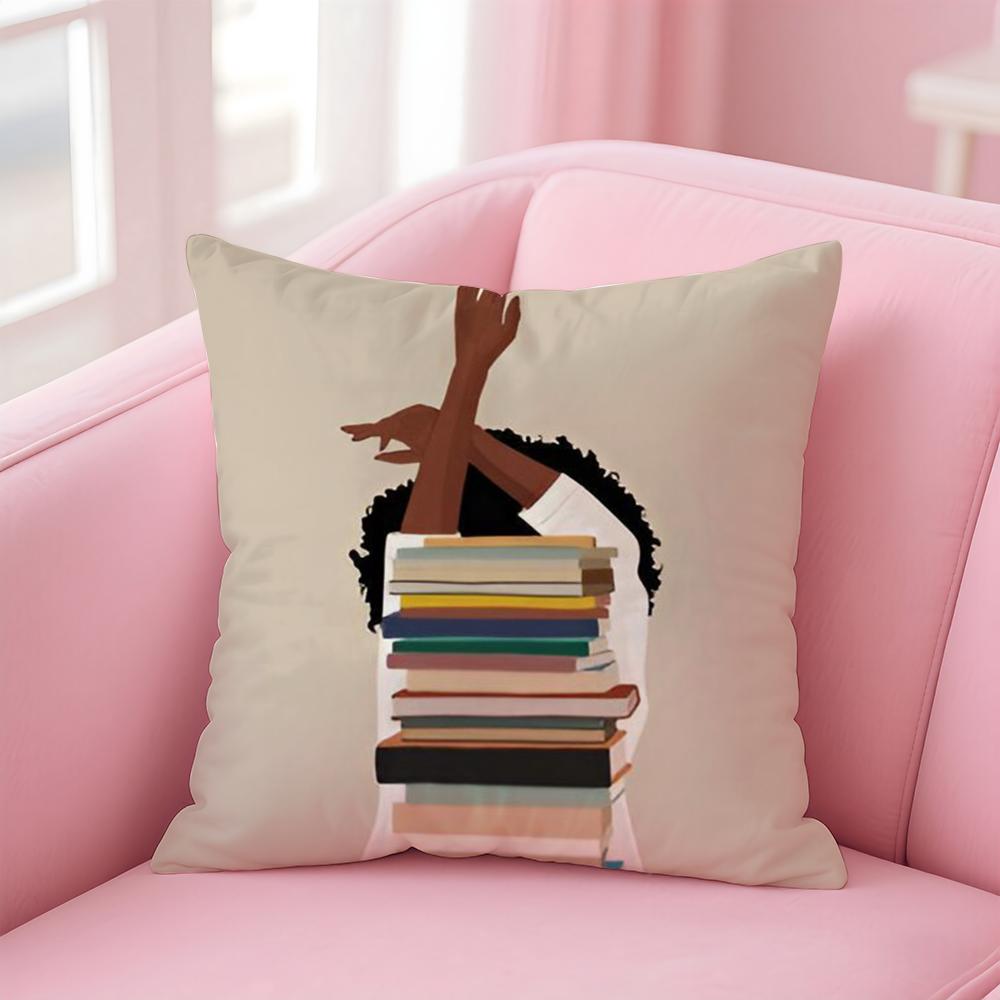 Beautiful Empowering Black Woman Art Anime Cushion Cover Linen Pillowcase Cover Soft Decor for Sofa Home Room