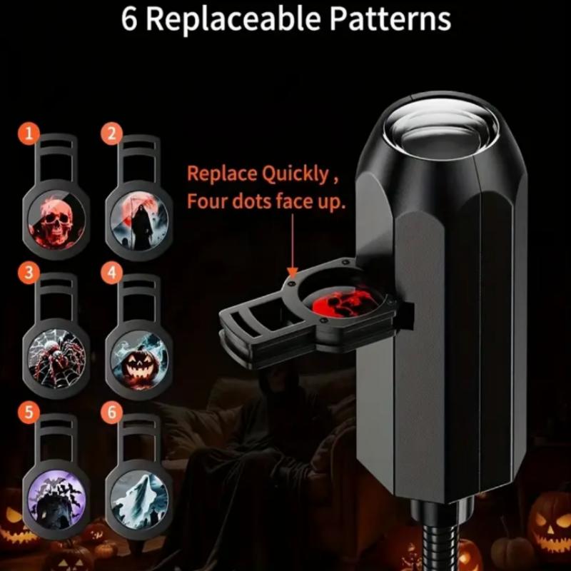LED USB Projector Light 6pcs Projection Patterns - Adjustable USB Night Light for Halloween Festival Decorations