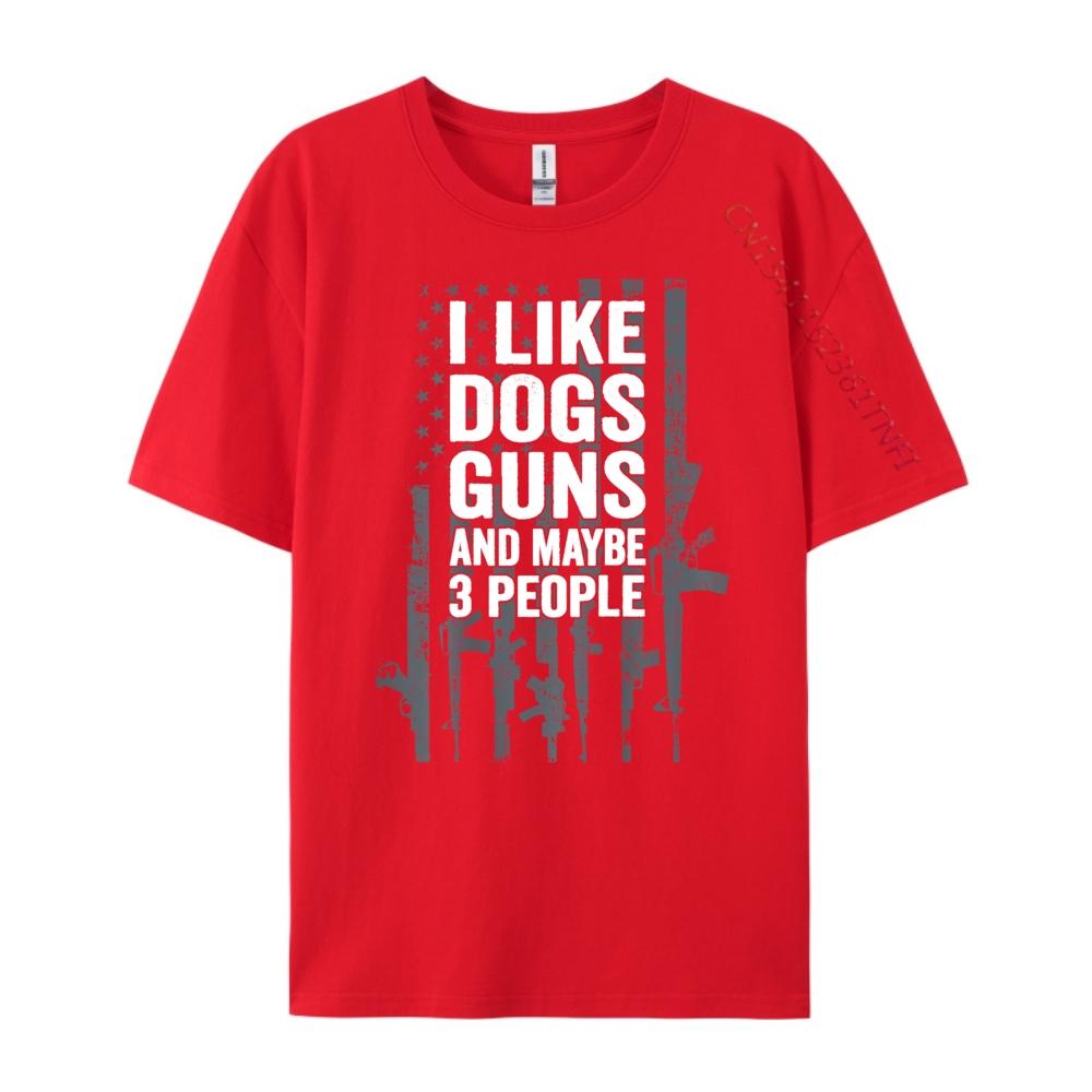

I Like Dogs Guns And Maybe 3 People Funny Gun ON BACK Mens Clothing Plus Size Funny T Shirts S