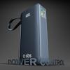 Powerbank 10000mAh USB-A USB-C z wyświetlaczem wbudowanym kablem USB-C 20W - ciemnoszary