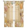 Different Seashells On Beach Sand Sheer Curtains Bedroom Voile Curtain Living Room Window Sheer Curtains Kitchen Tulle Drapes
