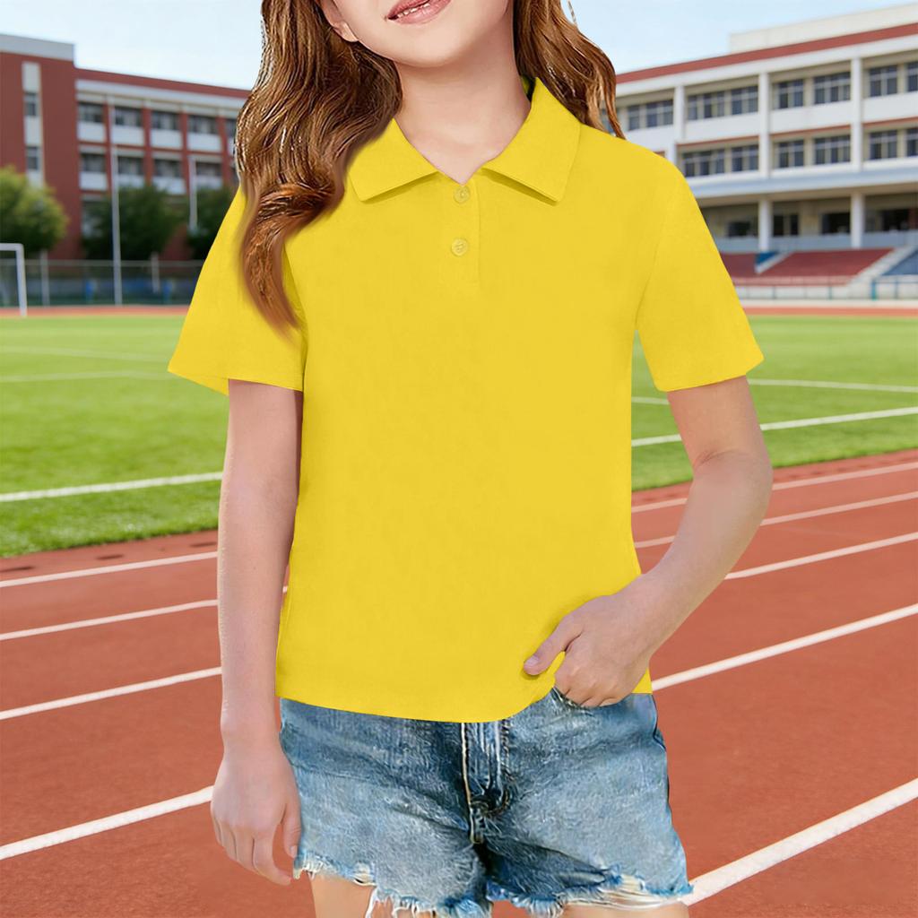 Short Sleeve Polo Shirt for Girls Classic Collar Design Breathable Lightweight Fabric Suitable for Daily Wear School Uniforms Outdoor Activities