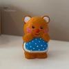 Hand Carved Basswood Bear Ornament Hand-Carved Ornament, Cute Apron Wood Decorative Figurine, Handcrafted Figure Statue for Desktop Shelf And