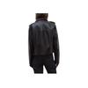 Zara Solid Color Lapel Faux Leather Motorcycle Casual Long Sleeve Jacket Women jackets Black 4341759-800