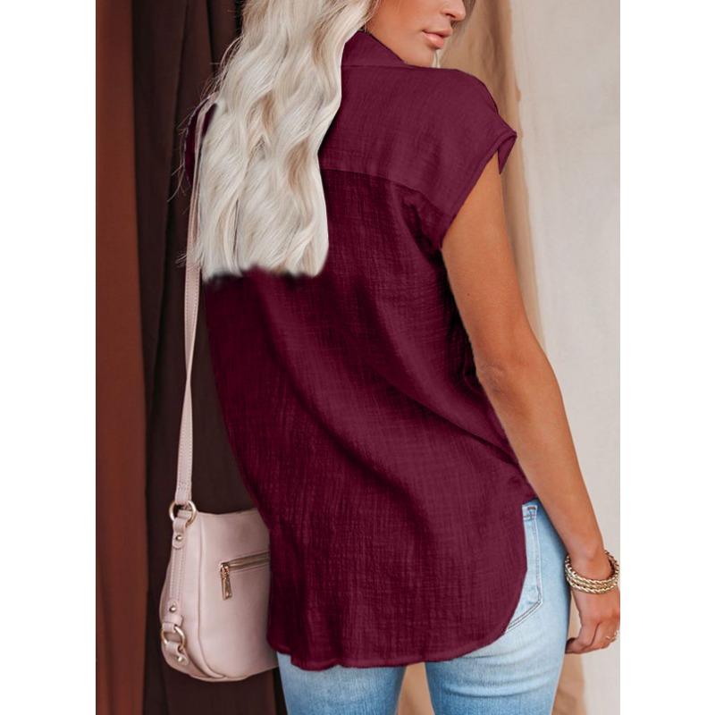 YYFS Moda damă ocazional vară primăvară culoare uni imprimeu mânecă scurtă cu gât POLO Bluze și cămăși