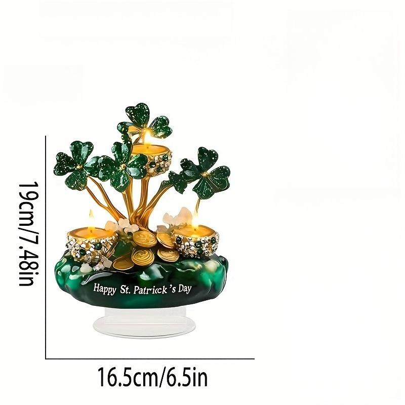 1pc Bohemian Style Clover with Candle, Money, St. Patrick s Day Themed Pattern Decoration, St. Patrick s Day Home Decor, Clover Decoration 16.5*19cm