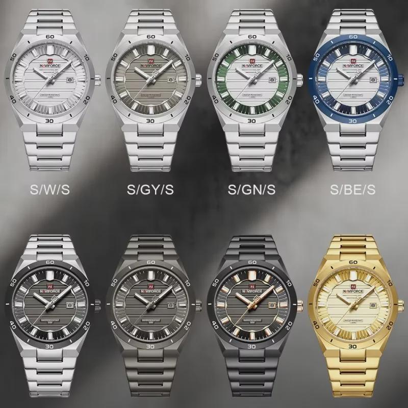 Stainless Steel Men's Wristwatch Waterproof Simple Fashion with Night Glow Pointer Calendar Display Male Watches