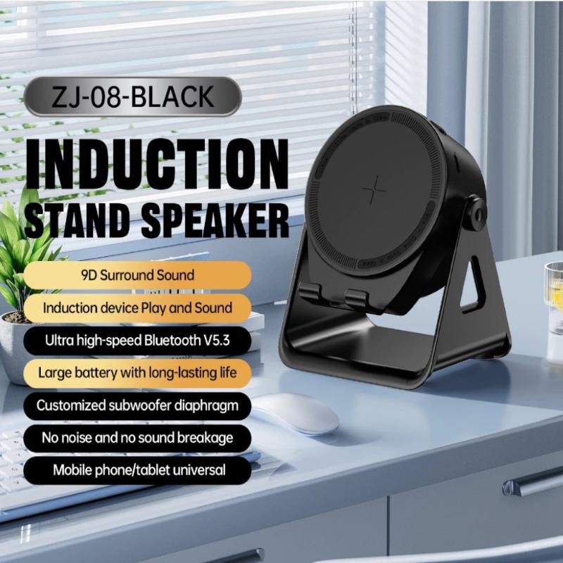 Bluetooth Wireless Induction Speaker Phone Holder Rgb & Rotating 360° With Power Bank