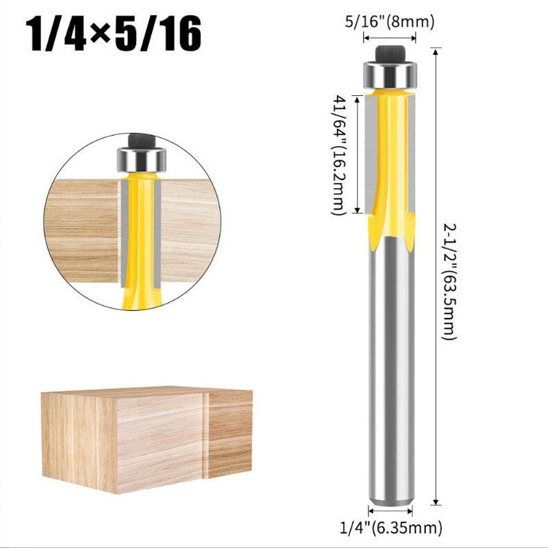 Three-edge Trimming Router Bit Woodworking Router Trimming Machine Milling Cutter Copying Slot Trimming Cutter 6mm 1/4inch shank