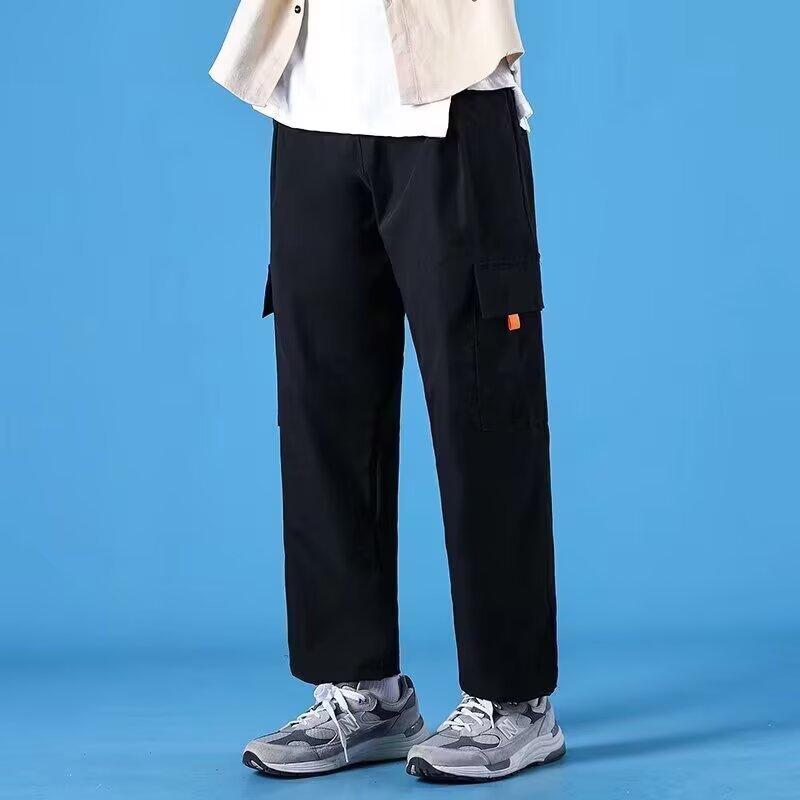 

New loose casual pants men s trend versatile pants summer thin pendant wide-leg pants S чёрный