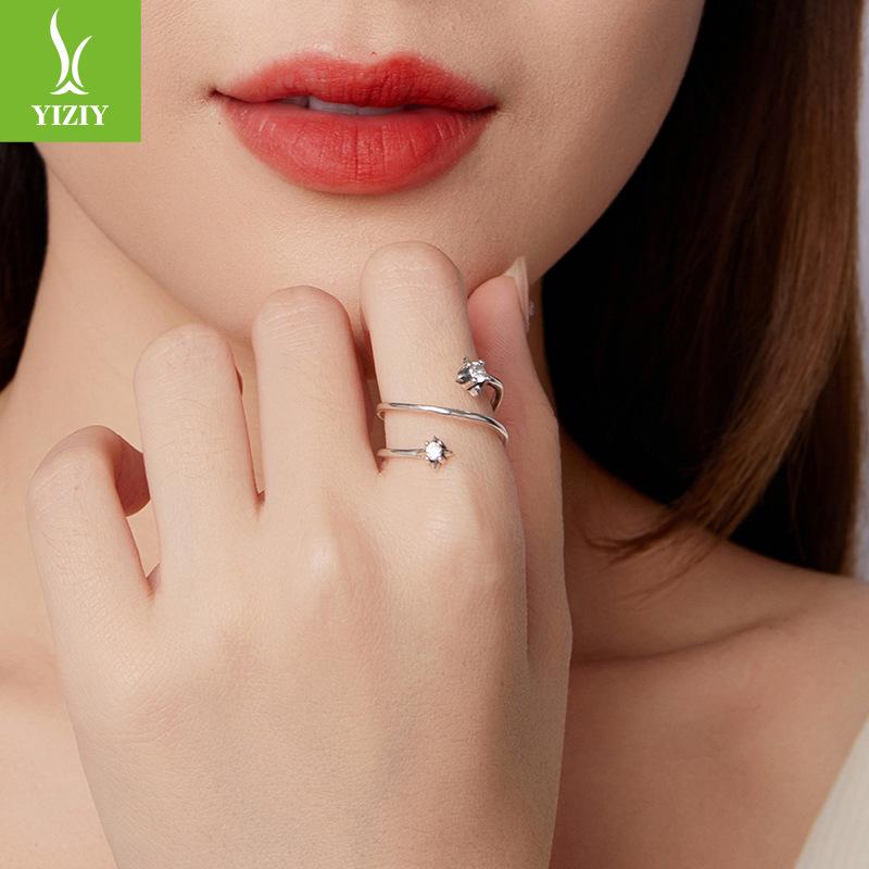 Shining Star Multi-Layer Open Ring Women'S S925 Sterling Silver Starburst Premium Ring