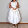 2026 Womens Sleeveless Solid Color Panelled Peplum Midi Dress High-Waisted Fit-and-Flare Style Casual Daily Wear